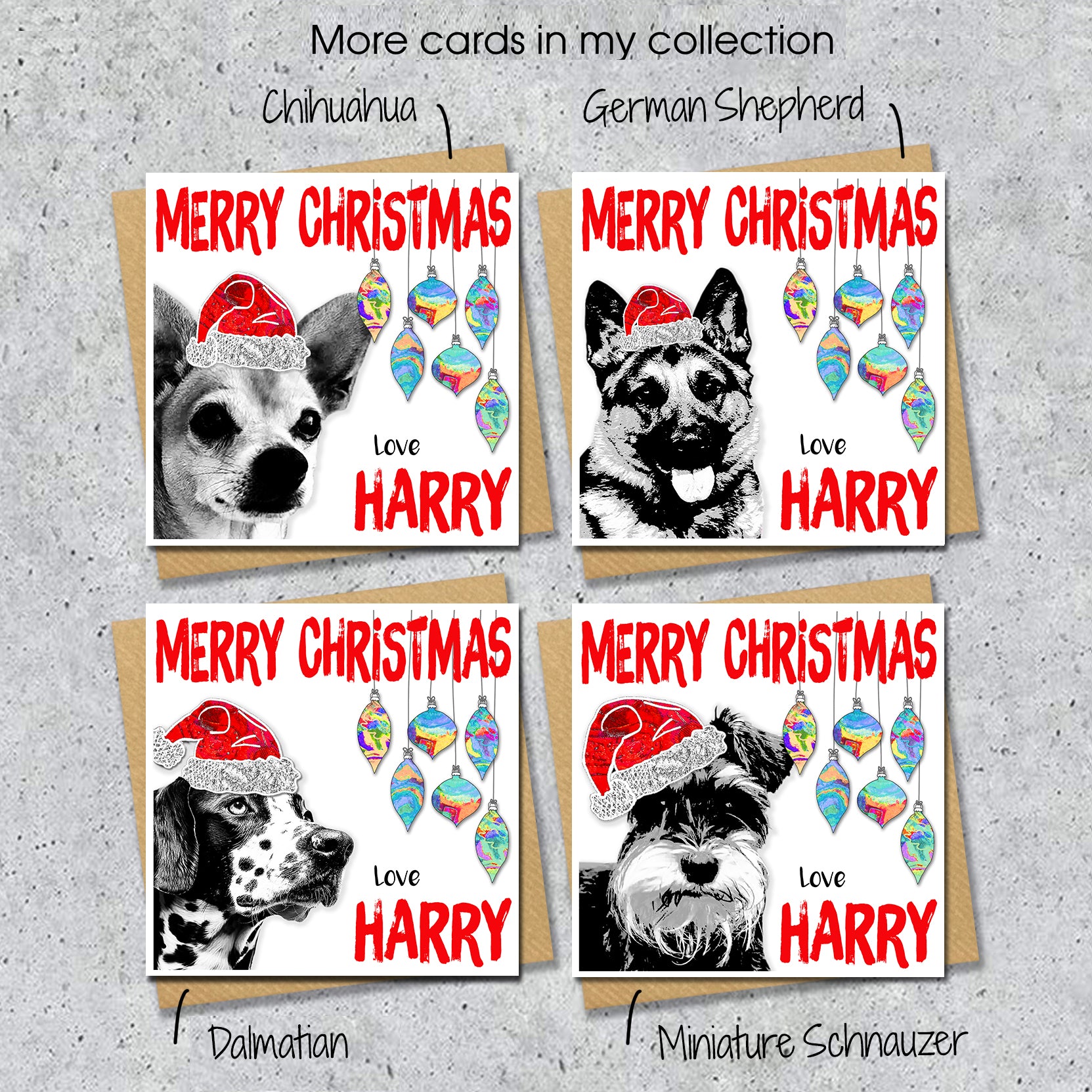 Staffordshire Bull Terrier Christmas Card, Personalised, Dog Mum, Dog Dad, Love from the Dog