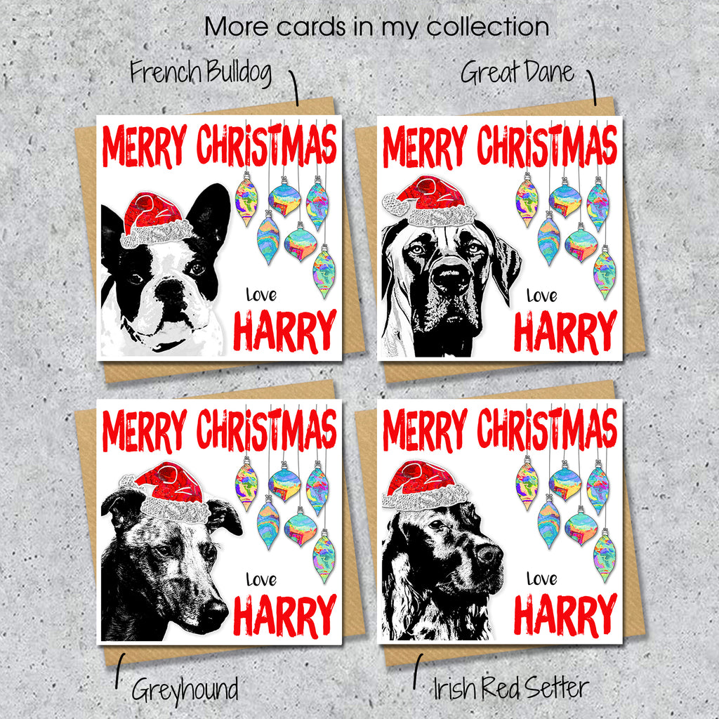 Beagle Christmas Card, Personalised, Dog Mum, Dog Dad, Love from the Dog
