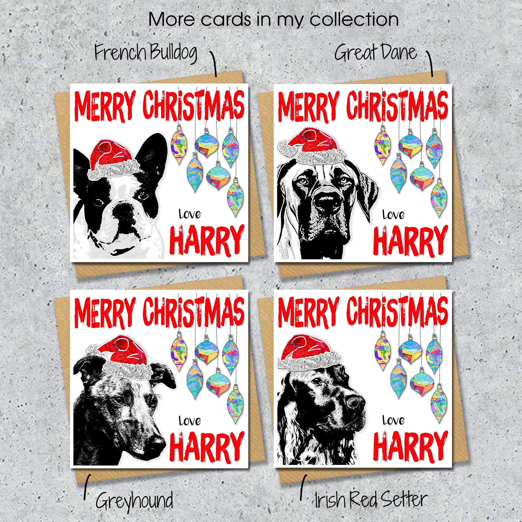 Beagle Christmas Card, Personalised, Dog Mum, Dog Dad, Love from the Dog