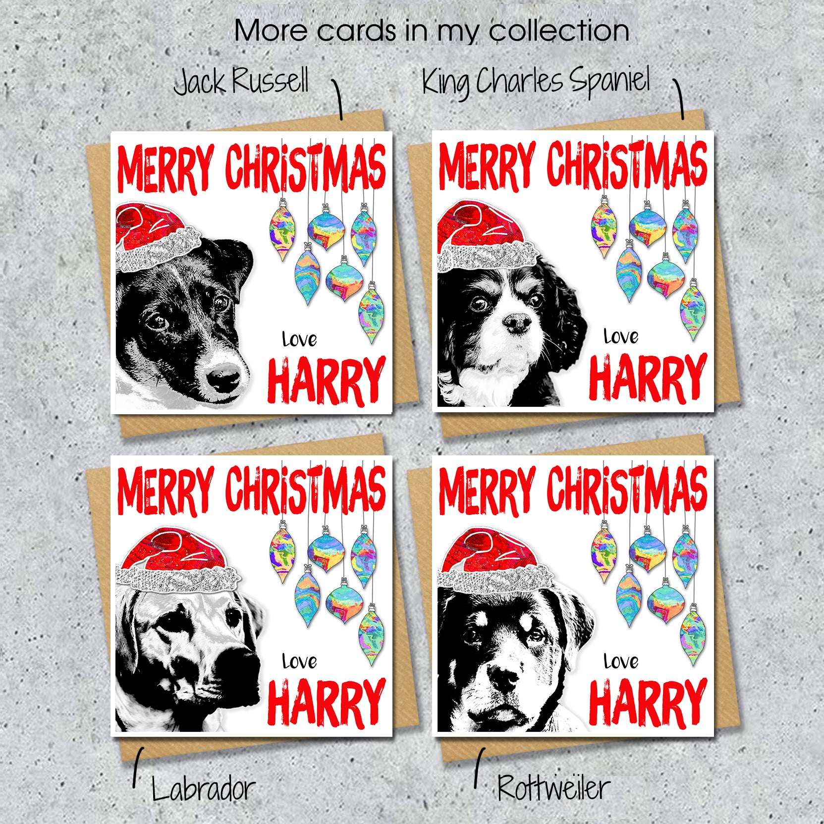 Beagle Christmas Card, Personalised, Dog Mum, Dog Dad, Love from the Dog