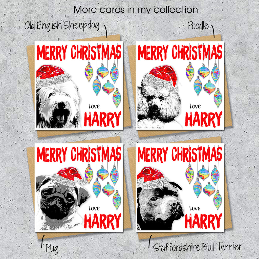 Beagle Christmas Card, Personalised, Dog Mum, Dog Dad, Love from the Dog