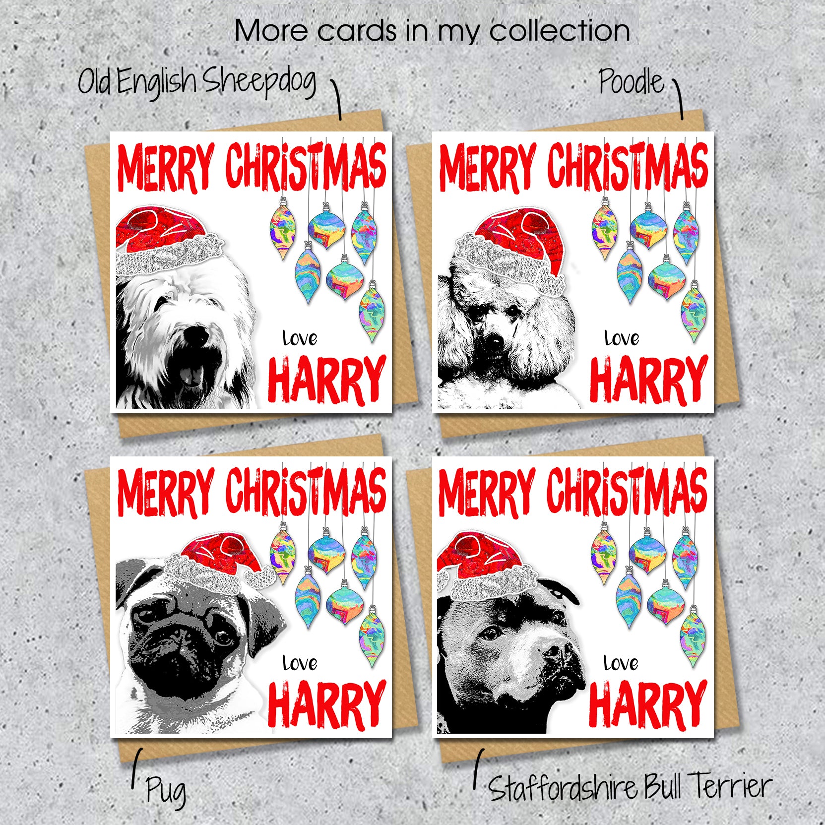 Beagle Christmas Card, Personalised, Dog Mum, Dog Dad, Love from the Dog