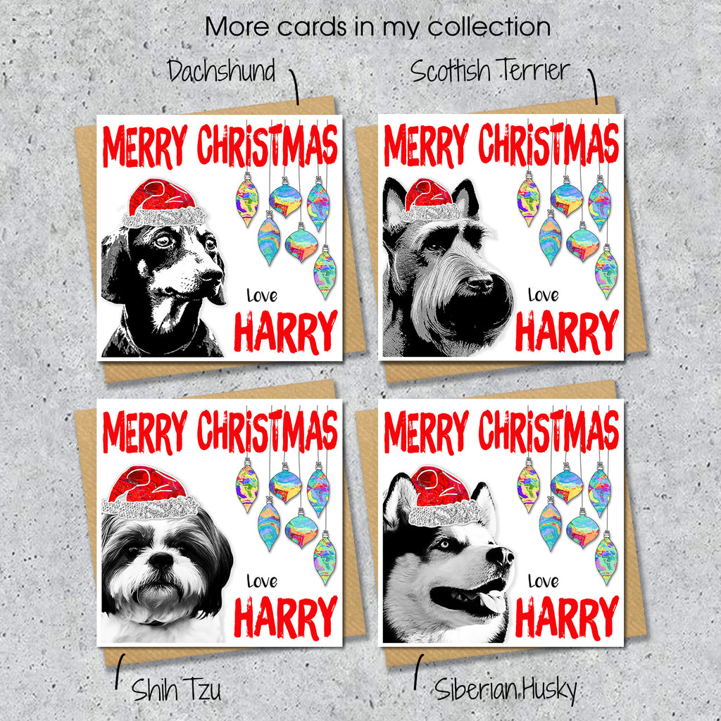 Beagle Christmas Card, Personalised, Dog Mum, Dog Dad, Love from the Dog