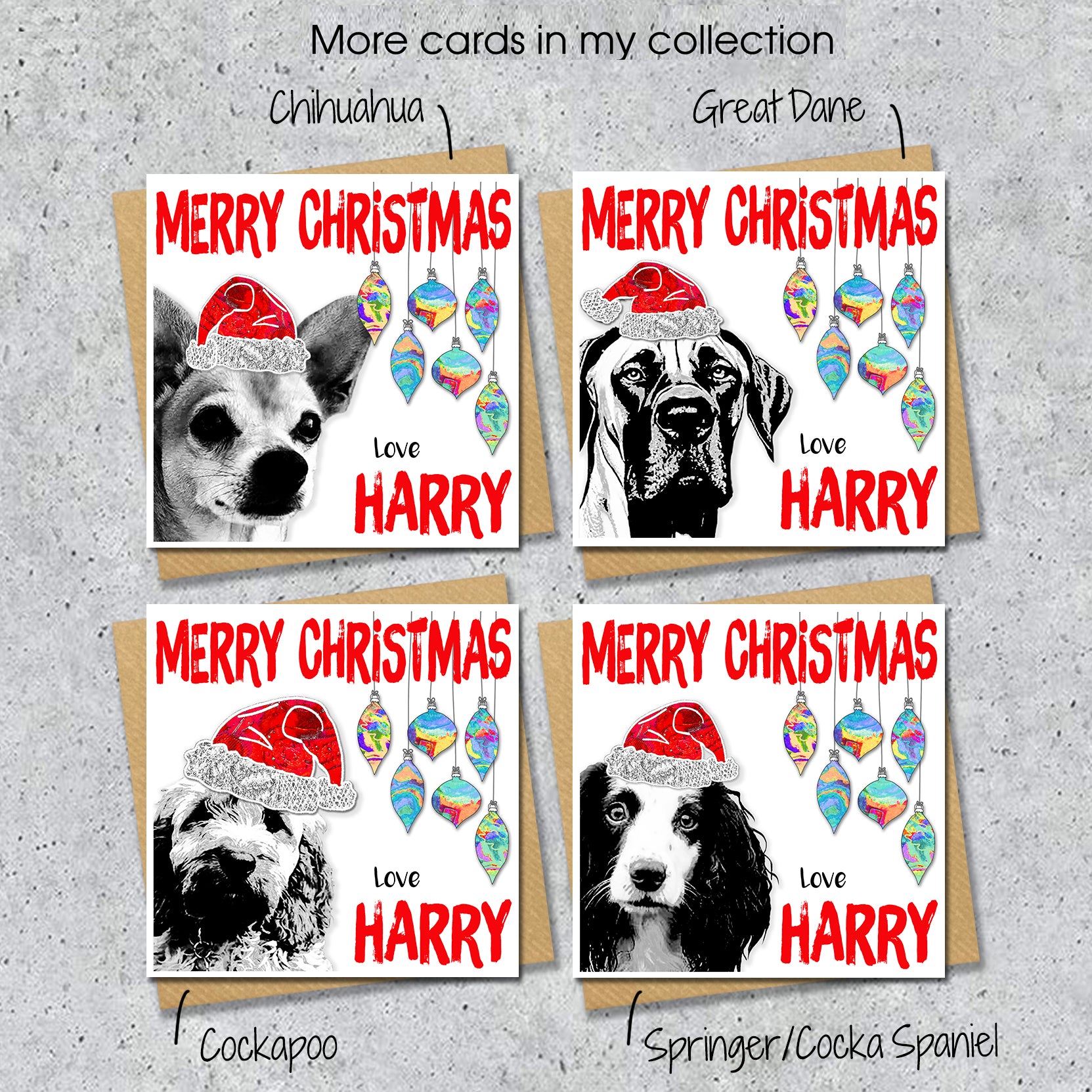 Beagle Christmas Card, Personalised, Dog Mum, Dog Dad, Love from the Dog
