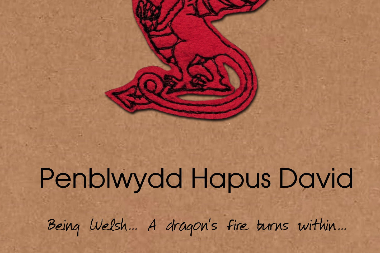 Personalised Welsh Birthday Card, Embroidered Dragon, Minimalist Design, Kraft Eco Friendly Gift Card