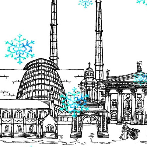 Dublin Skyline Christmas Card, A5 Personalised Xmas Family Card