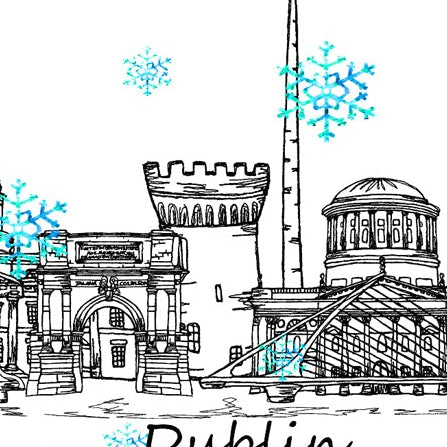 Dublin Skyline Christmas Card, A5 Personalised Xmas Family Card