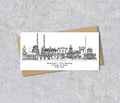 Dublin Skyline Graduation or Housewarming Card, Personalised, Dublin landmarks, Black White, Red Hearts