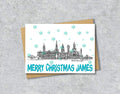 Edinburgh Skyline Christmas Card, A5 Personalised Xmas Family Card