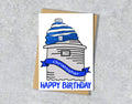Birthday card with Everton Prince Rupert Tower illustration with personalised text.
