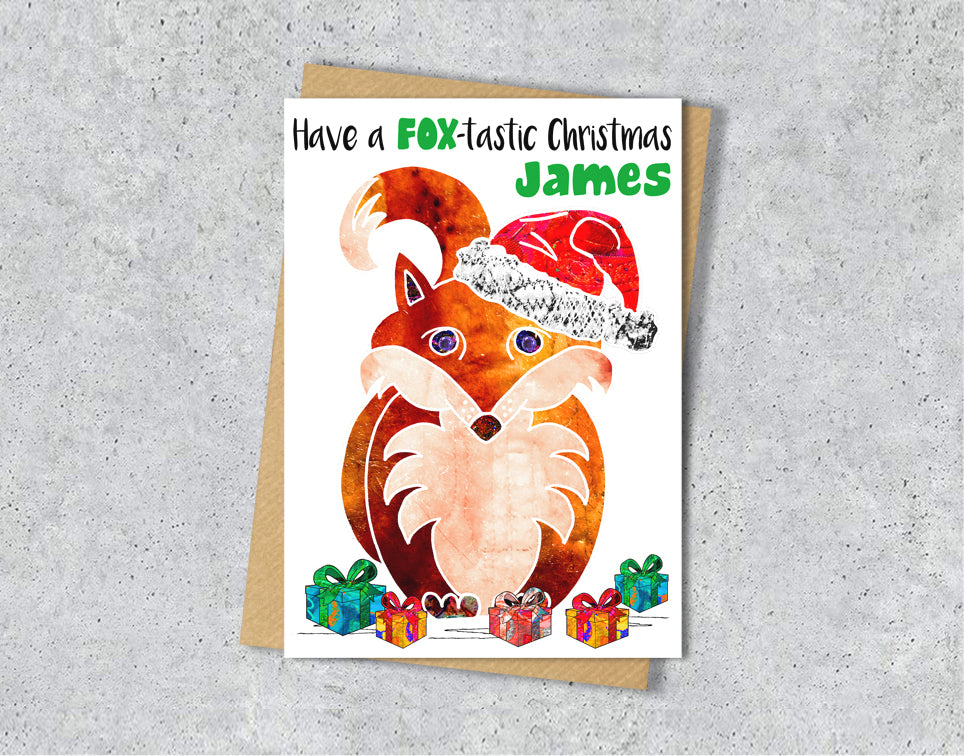 Fox Christmas Card, A5 Personalised Greeting Card