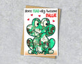 Birthday card with a frog illustration and 'you're toad-ally awesome' with personalised text.