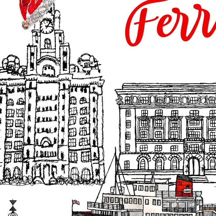 Liverpool Christmas A5 Card, Ferry Christmas