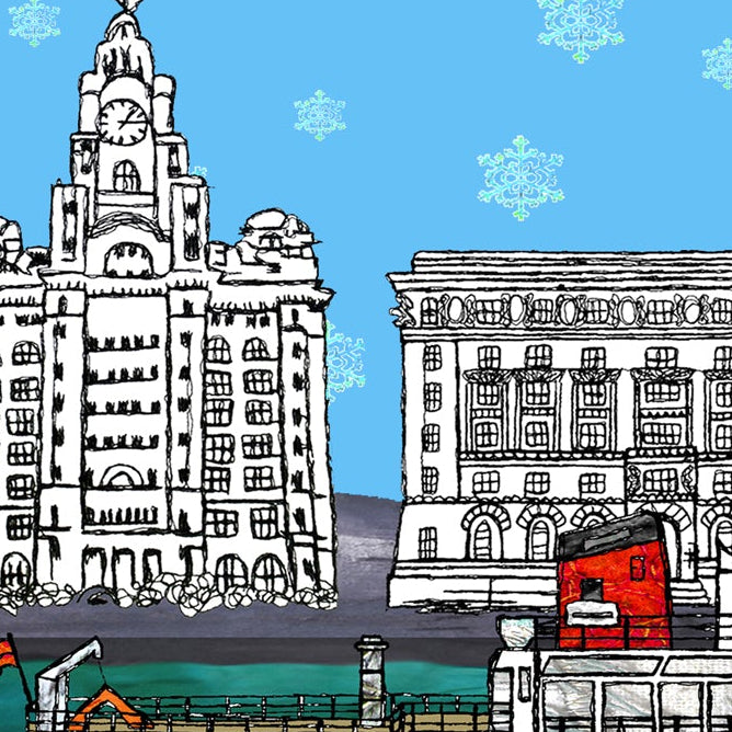 Liverpool Christmas Pun A5 Card, Ferry Merry Christmas