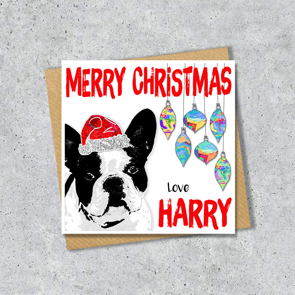 French Bulldog Christmas Card, Personalised, Dog Mum, Dog Dad, Love from the Dog