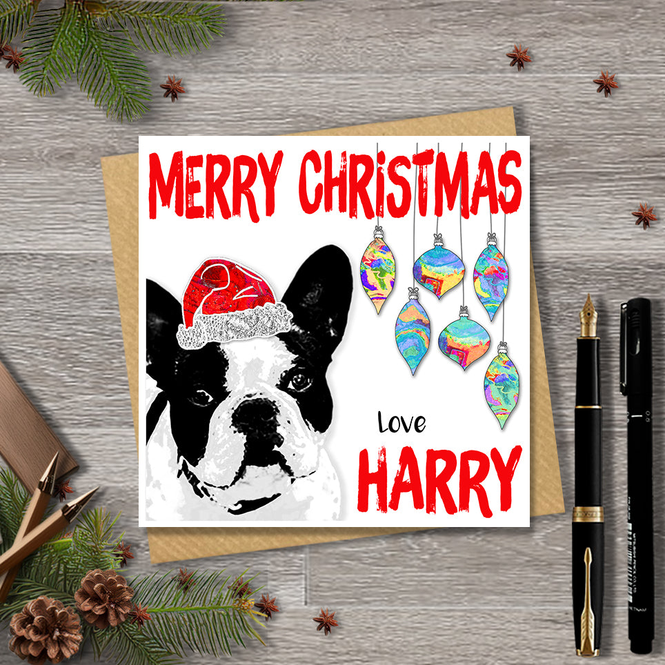 French Bulldog Christmas Card, Personalised, Dog Mum, Dog Dad, Love from the Dog