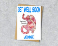 Get well soon card with a gastric bypass illustration saying "bypassing old habits" with personalised text.
