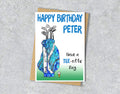 Birthday card with a golf caddy illustration and 'Have a tee-riffic day' with personalised text.