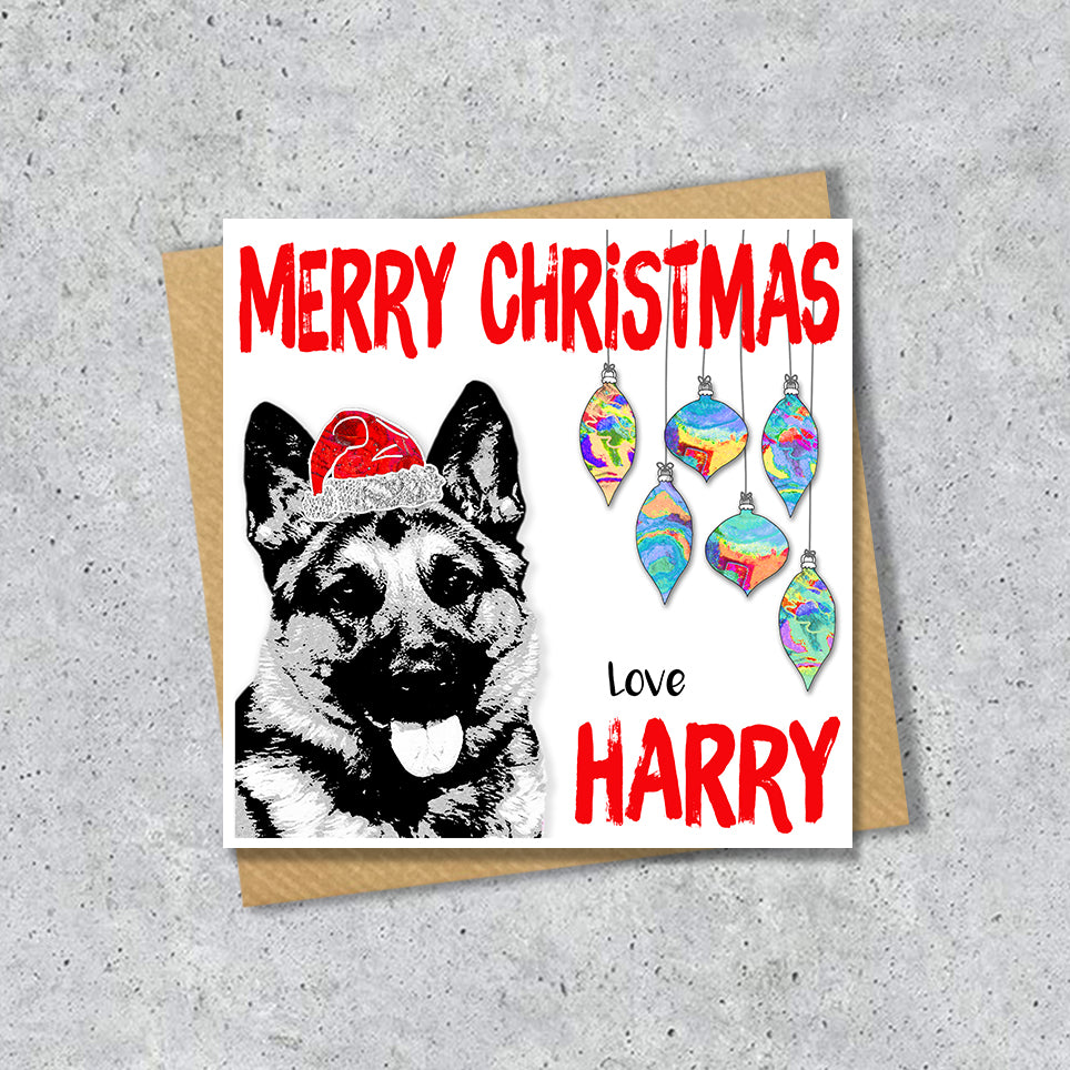 German Shepherd Christmas Card, Personalised, Dog Mum, Dog Dad, Love from the Dog