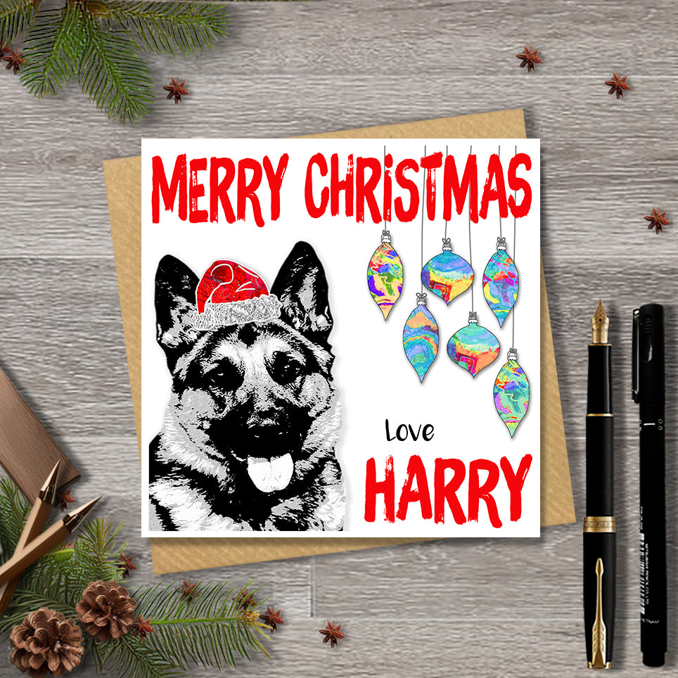 German Shepherd Christmas Card, Personalised, Dog Mum, Dog Dad, Love from the Dog