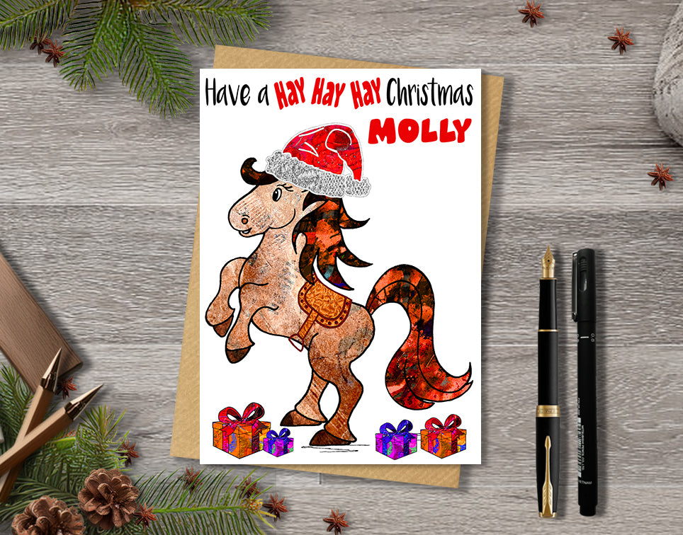 Horse Christmas Card, A5 Personalised Greeting Card