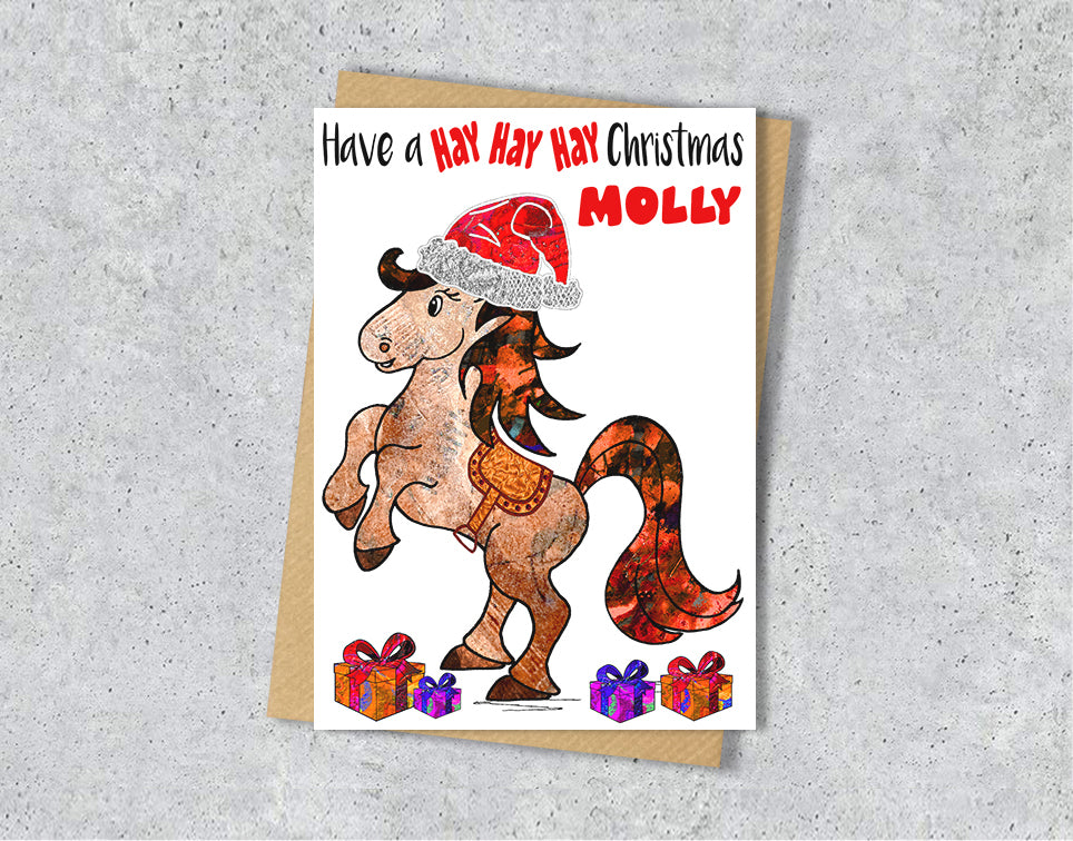 Horse Christmas Card, A5 Personalised Greeting Card
