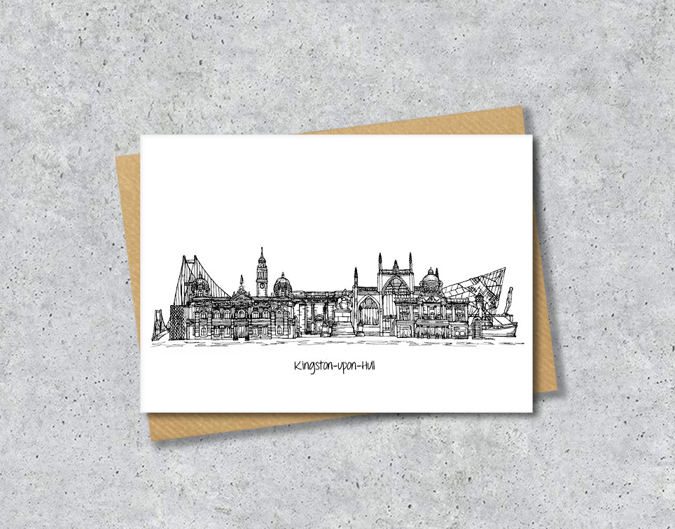 Hull Graduation Card, Personalised A6 Black and White Housewarming Card