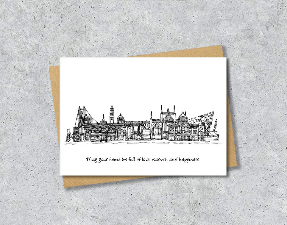 Hull Graduation Card, Personalised A6 Black and White Housewarming Card