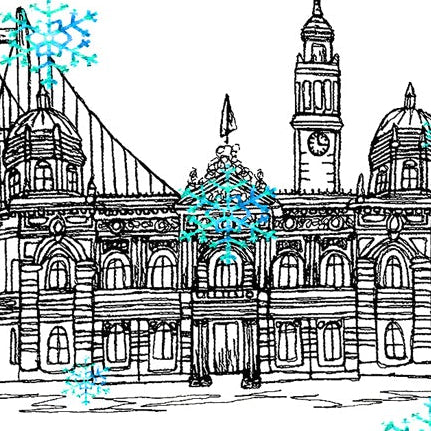 Hull Skyline Christmas Card, A5 Personalised Xmas Family Card