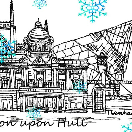 Hull Skyline Christmas Card, A5 Personalised Xmas Family Card