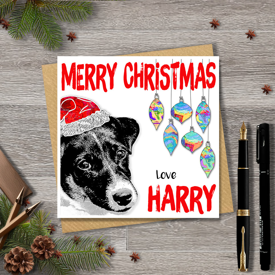 Jack Russell Christmas Card, Personalised, Dog Mum, Dog Dad, Love from the Dog