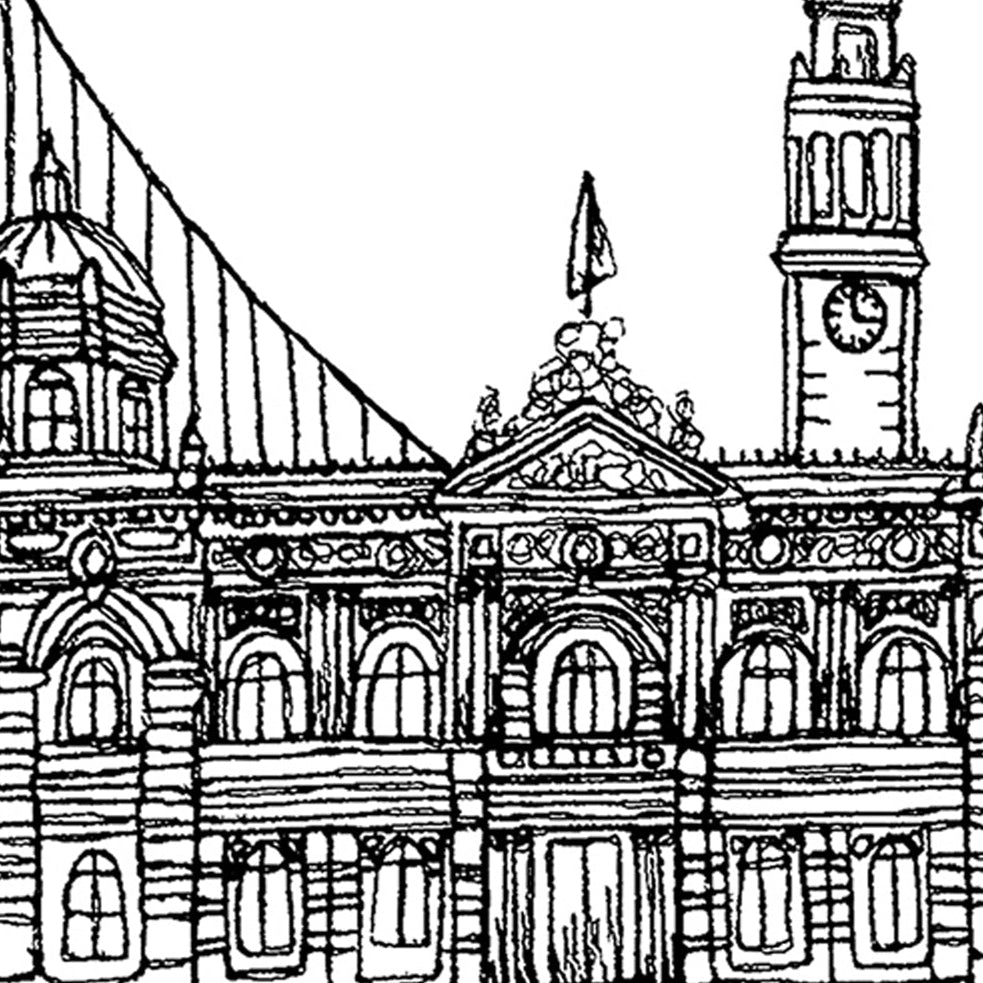 Kingston upon Hull Skyline, Black and White A6 Card