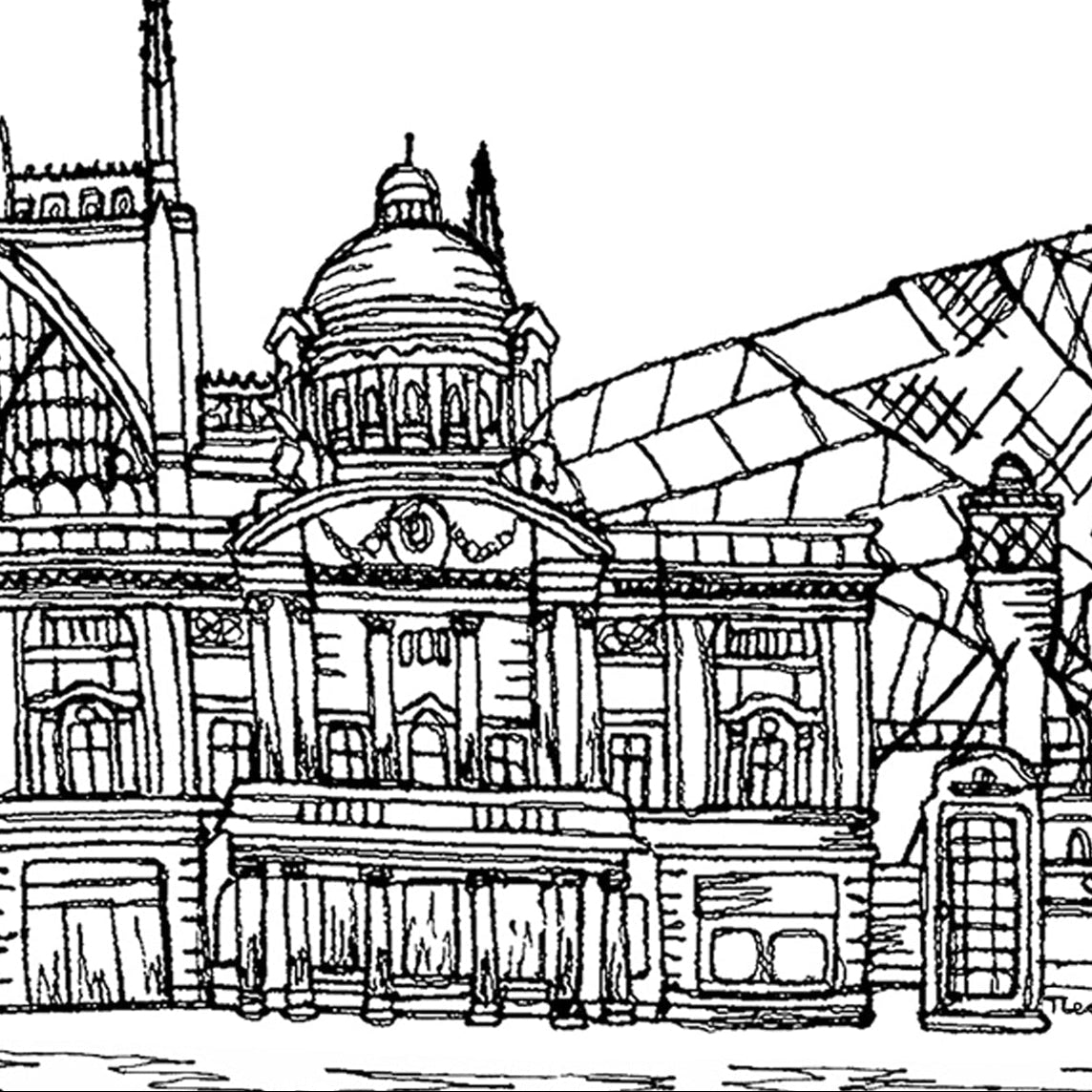 Kingston upon Hull Skyline, Black and White A6 Card