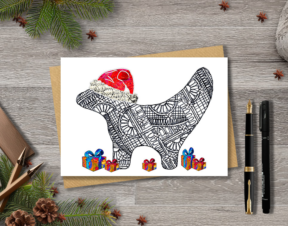 Liverpool Lambanana Christmas A5 Card - Black and white