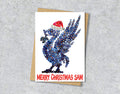 Personalised Denim Liver Bird Christmas A5 Card, Xmas Gift Card