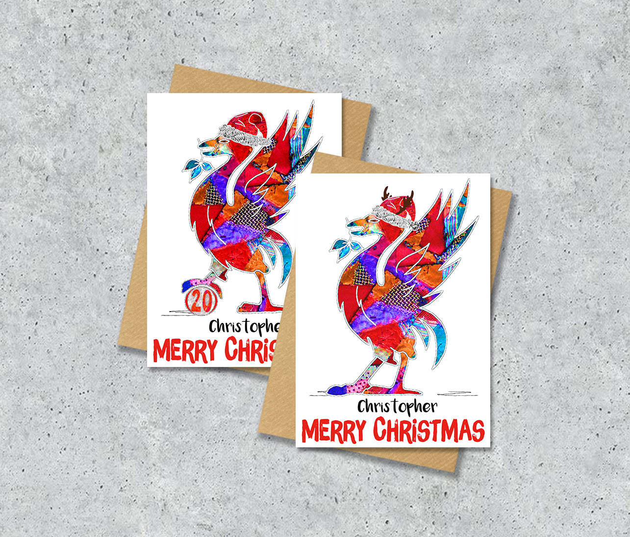 Personalised Liverpool Liver Bird Christmas A5 Card, Xmas Gift Card
