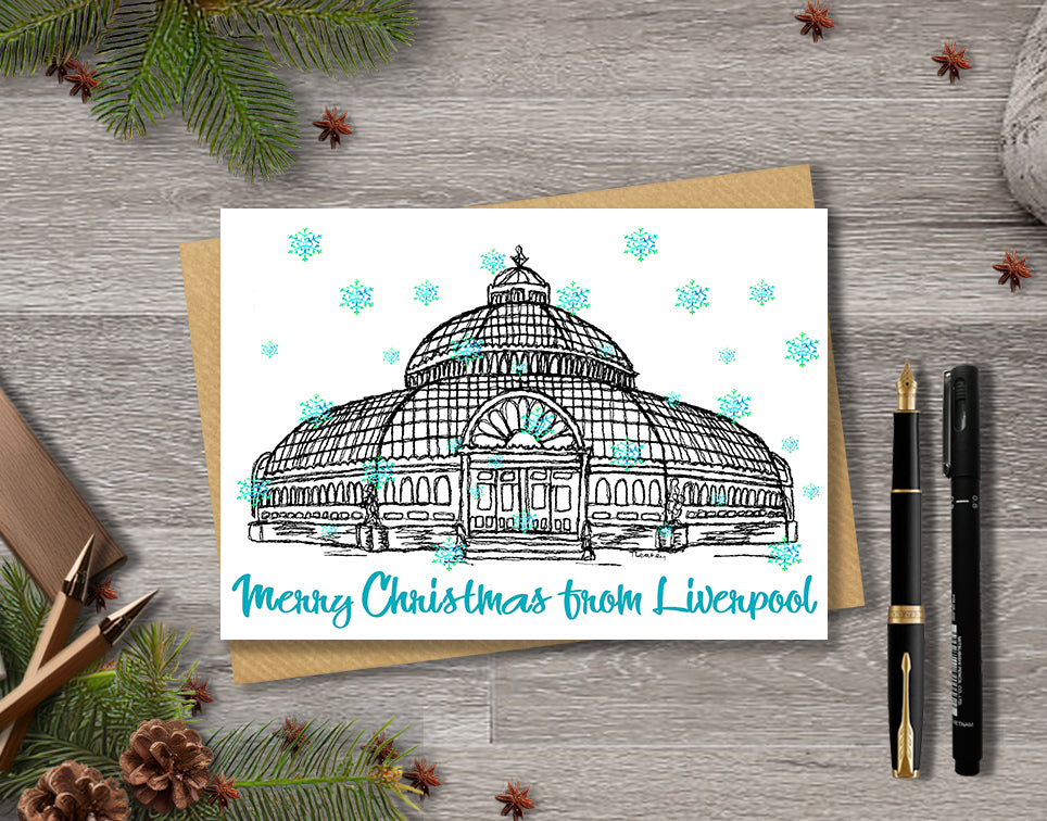 Personalised Liverpool Palm house Christmas A5 Card
