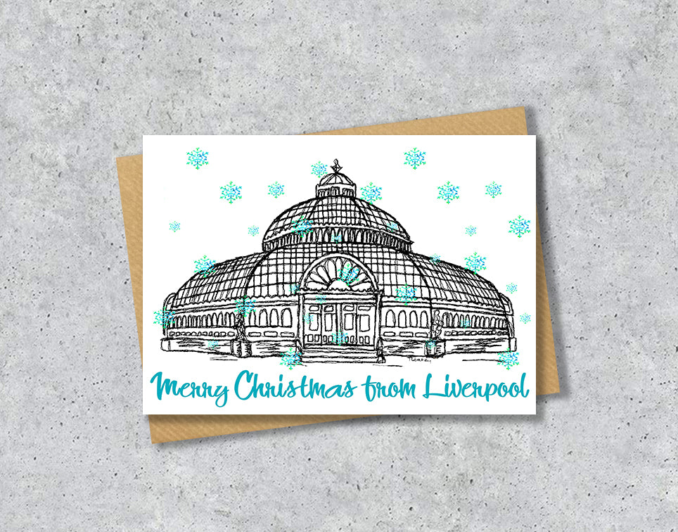 Personalised Liverpool Palm house Christmas A5 Card