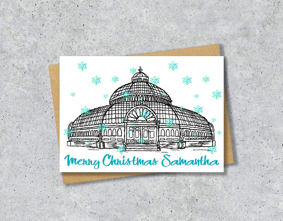 Personalised Liverpool Palm house Christmas A5 Card
