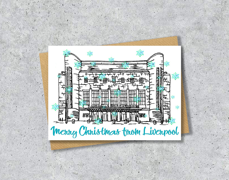 Personalised Liverpool Philharmonic Hall Christmas A5 Card