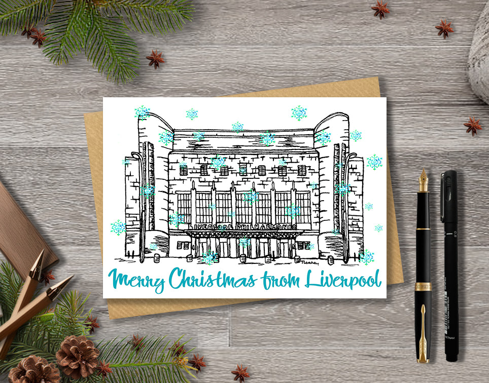 Personalised Liverpool Philharmonic Hall Christmas A5 Card