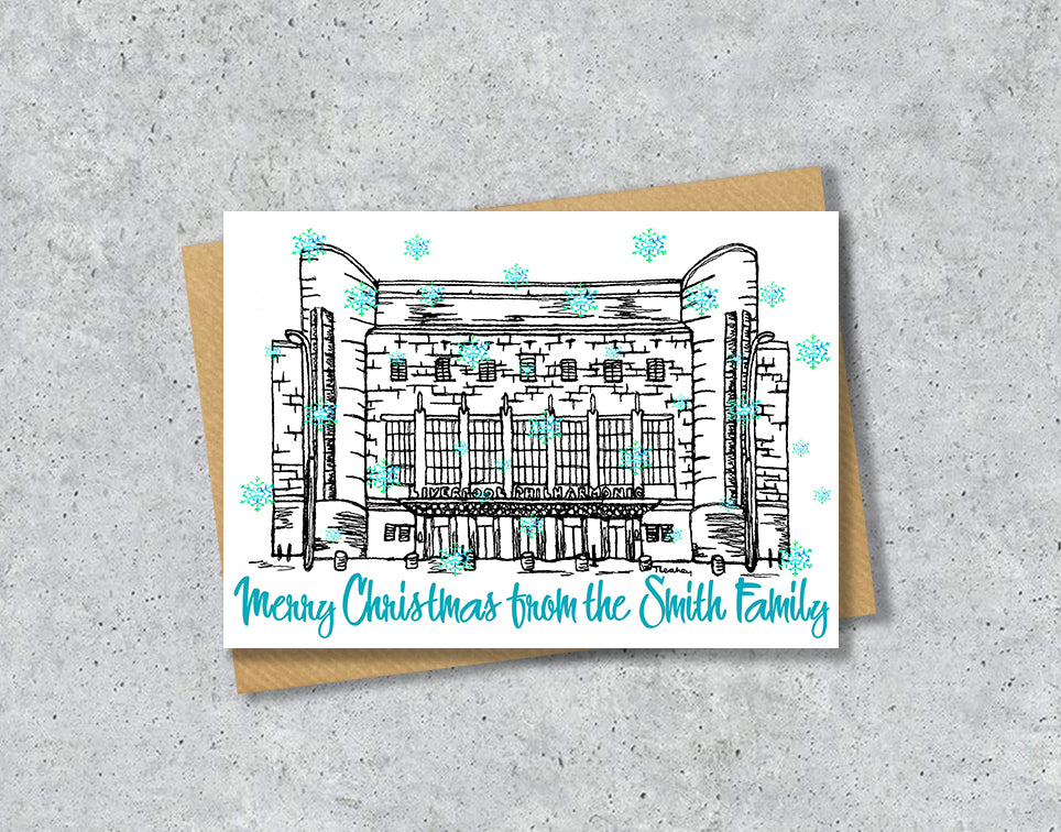 Personalised Liverpool Philharmonic Hall Christmas A5 Card