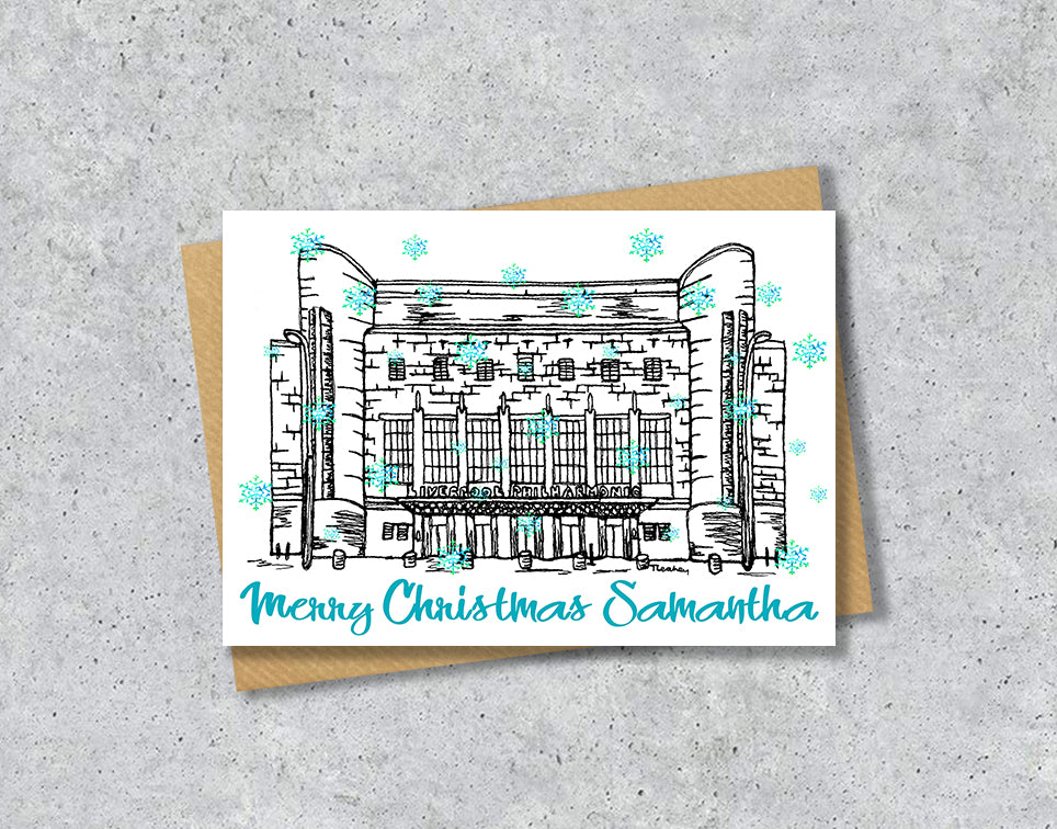Personalised Liverpool Philharmonic Hall Christmas A5 Card