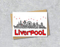 Liverpool Skyline, Black, White and Red A6 Card