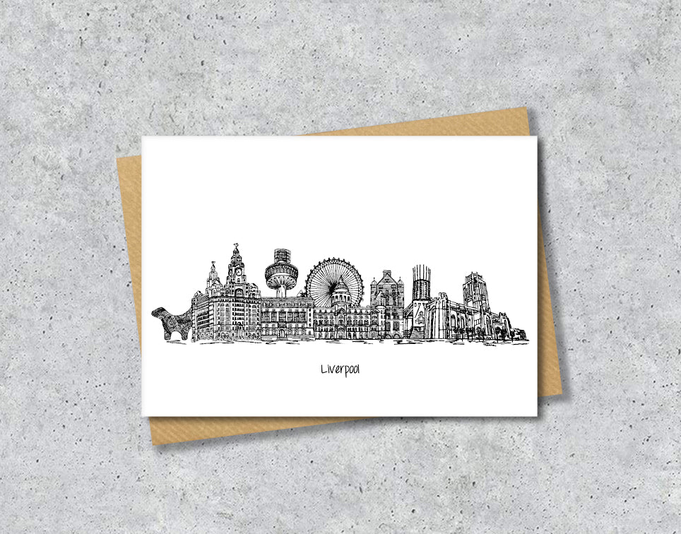 Liverpool Graduation Card, Personalised A6 Black and White Housewarming Card