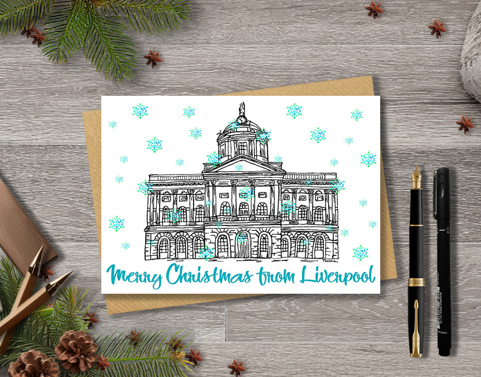 Personalised Liverpool Town Hall Christmas A5 Card