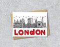 London Skyline, Black, White and Red A6 Card