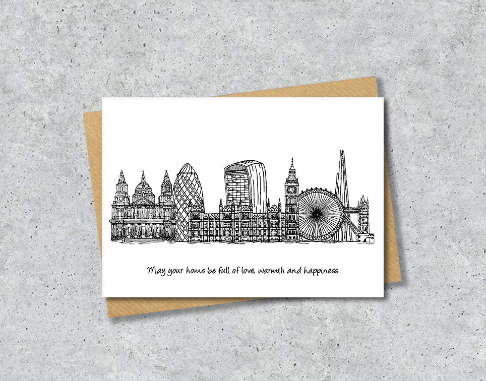 London Graduation Card, Personalised A6 Black and White Housewarming Card