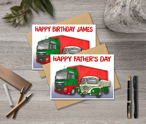 A5 Lorry Truck Birthday Personalised Card, Congratulations HGV, Good Luck, Father's day, Lorry Enthusiasts