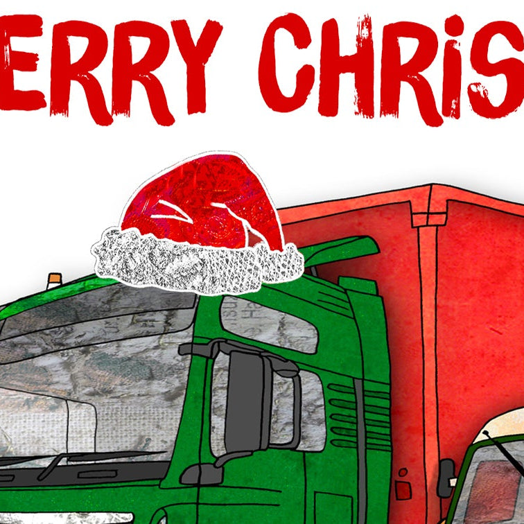 Personalised Lorry Truck Christmas A5 Card, Retro Truckers Enthusiasts, Xmas Gift Card